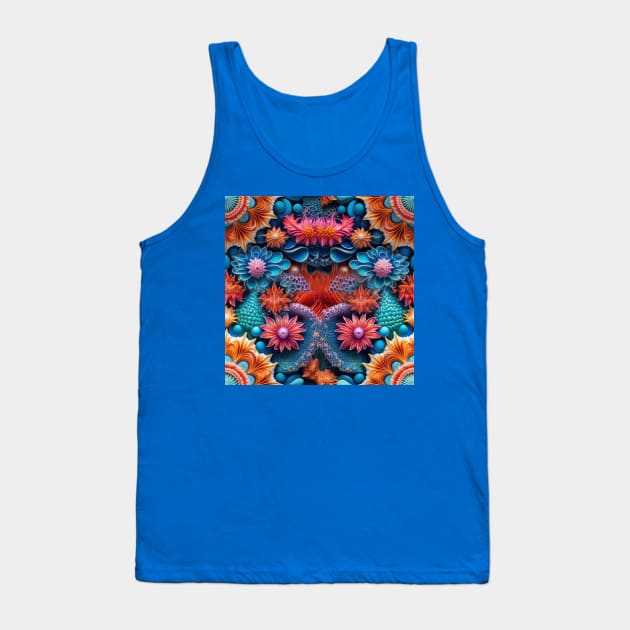 Whimsical Underwater Symphony - Vibrant Coral Reef Pattern Tank Top by AlexBRD